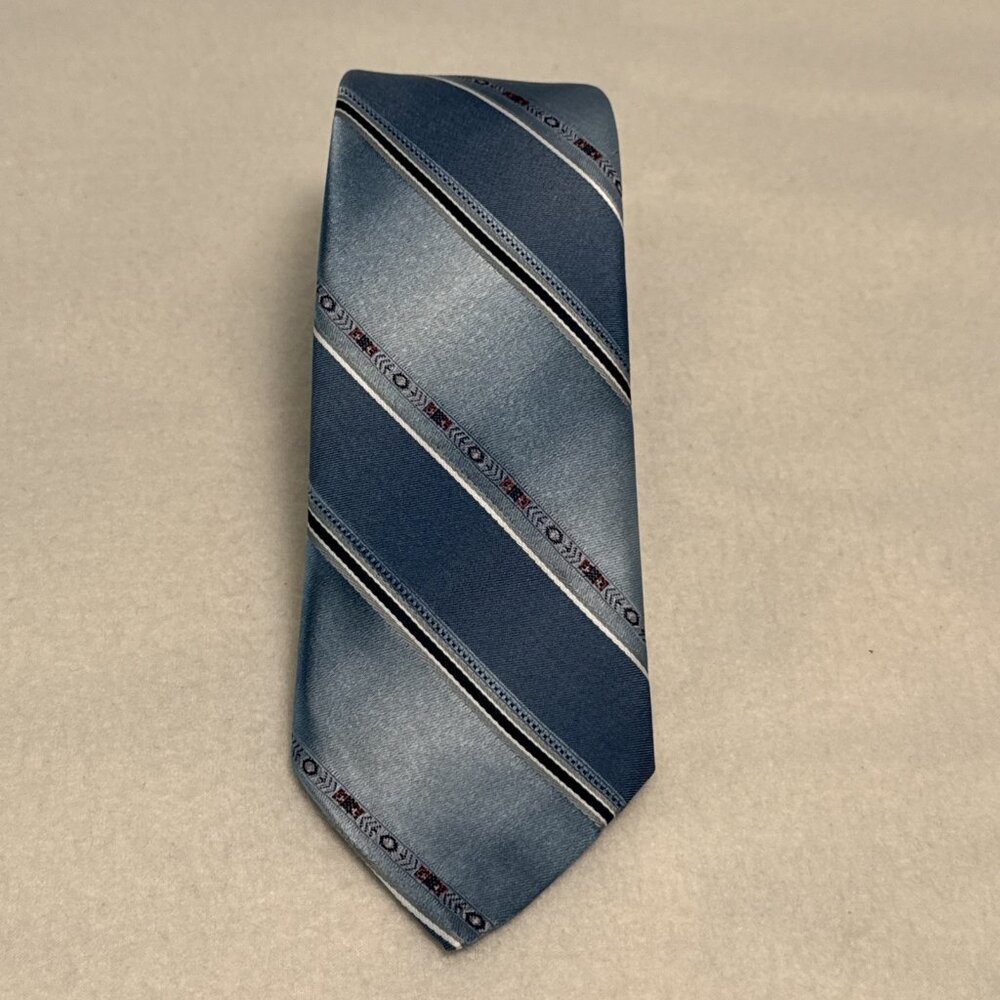VTG Sears The Mens Store Tie Blue Striped 3" W x 55 1/2"‎ L